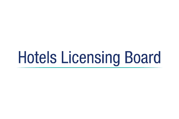 Hotels Licensing Board logo in navy text with teal underline.